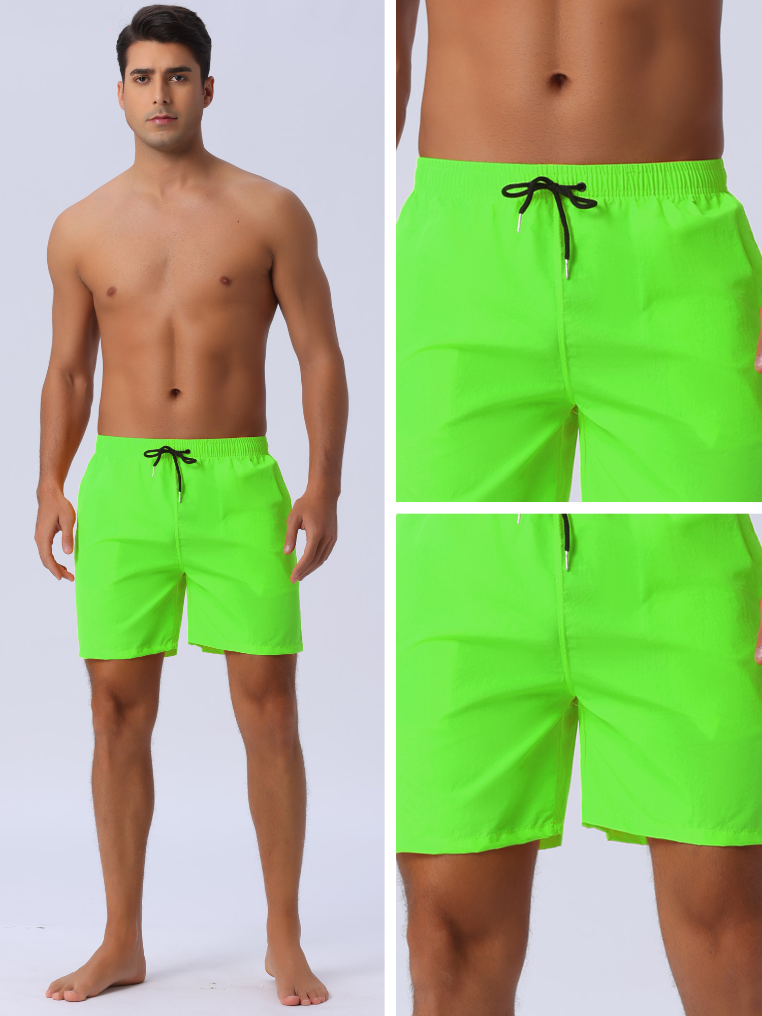 DARING DIVA Men's Elastic Waist Drawstring Surfing Board Shorts 32 Bright Green