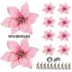 thumbnail image 3 of 10/5/1 piezas 14,5 cm flores artificiales de Navidad con purpurina decoración del árbol de Navidad adornos de Feliz Año Nuevo flores falsas de Navidad natal, 3 of 5