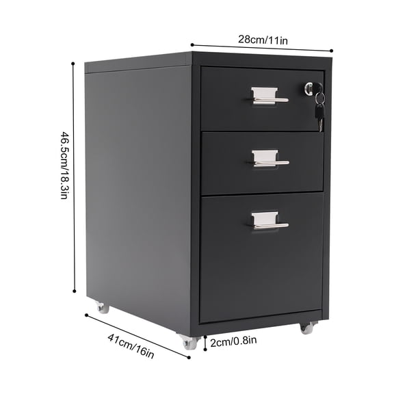 Lockable Vertical File Cabinet Metal Mobile File Cabinet Under Desk Office Home