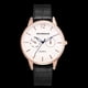 thumbnail image 2 of Reloj de pulsera de cuarzo de negocios con esfera redonda para hombre y mujer de cuero de PU de moda (hombre de oro rosa), 2 of 3