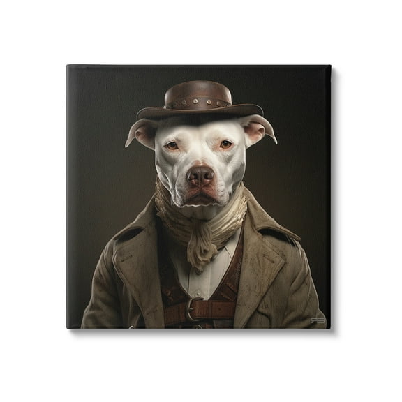 Stupell Industries Vintage Fashion Pit Bull Animals & Insects Painting Gallery Wrapped Canvas Art Print Wall Art, 17 x 17