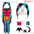 thumbnail image 5 of Disfraz de cosplay de Fizzarolli, sombrero Helluva, jefe, traje de payaso elegante para Halloween, traje de fiesta de Carnaval con cola Fezz, conjunto completo, traje unisex XS-3XL, 5 of 5
