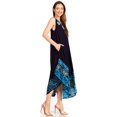 thumbnail image 3 of Sakkas Batik Flower Caftan Tank Dress / Cover Up - Navy / Turquoise - One Size, 3 of 5