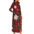 thumbnail image 7 of Womens Christmas Nightgowns Long Sleeve Xmas Plaid Bathrobe Zipper Front Housecoats Split Holiday Sleepwear Red, M, 7 of 7