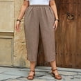 thumbnail image 5 of ZToonmas Women's Plus Size Solid Elastic Waist Capri Pants Loose Fit Cropped Trousers with Side Slits for Summer Casual Wear, 5 of 6