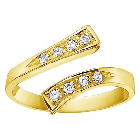 Ritastephens Adjustable Colorless Cubic Zirconia (CZ) Toe Ring, 14k Yellow Gold