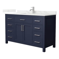 Beckett 54" Dark Blue Single Vanity & Giotto Quartz Top (1-Hole) & Nickel Trim