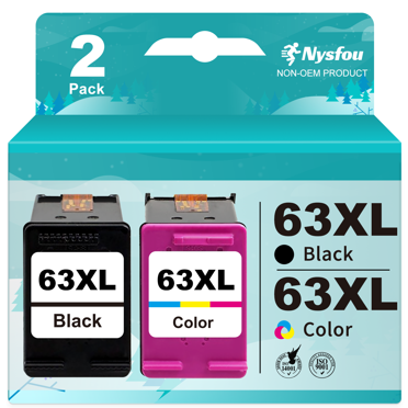 63XL Ink for HP 63 Ink Cartridges for 63XL 63 XL Ink Cartridge for HP Officejet 3830 3631 3632 3830 4650 5255 5258 4655 5252 Envy 4520 4512 Printer (1 Black, 1 Tri-Color, 2 Pack)