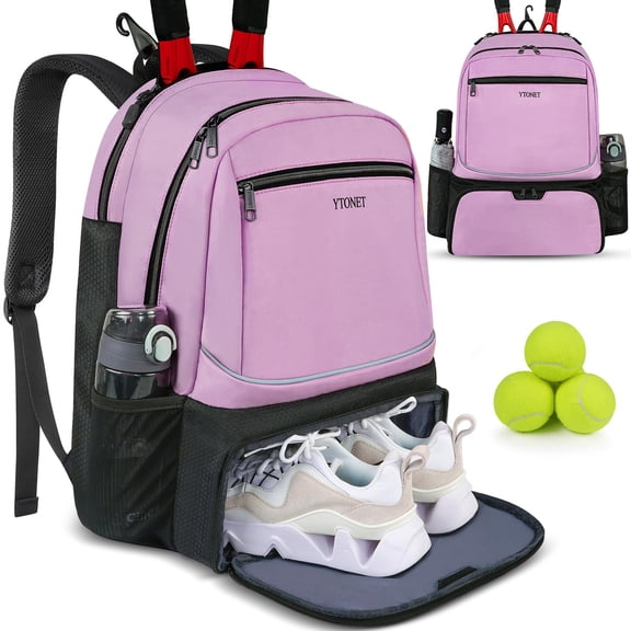Mochila de tenis Ytonet con compartimento aislante para zapatos con 2 raquetas
