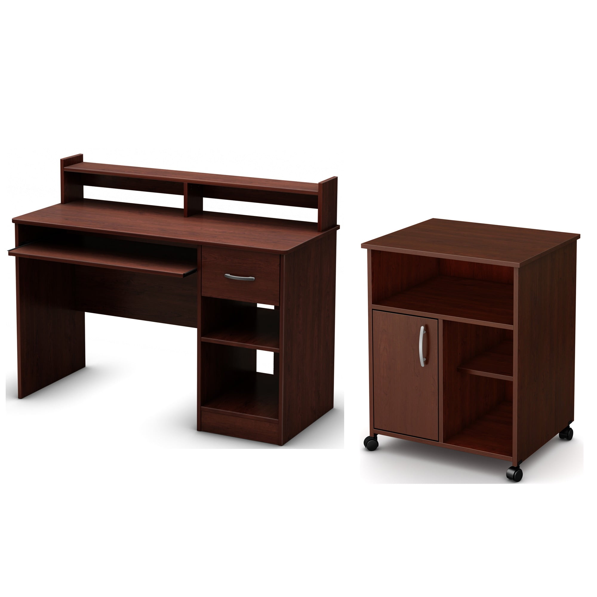 South Shore Smart Basics Desk with Keyboard Tray and Printer Stand