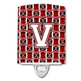 thumbnail image 1 of Carolines Treasures CJ1082-VCNL Letter V Football Cardinal & White Ceramic Night Light, 1 of 1
