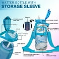 thumbnail image 2 of Blue Marble 64 Oz Water Bottle with Sleeve - BPA Free Leakproof Sport Large Plastic Water Bottle with Straw & Time Marker & Insulated Neoprene Holder Carrier Bag Great Gift for Women Men, 2 of 7