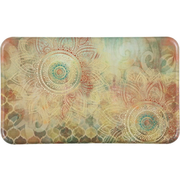 J&V TEXTILES Anti Fatigue Kitchen Mat - Kitchen Mat Cushioned Anti Fatigue, Kitchen Floor Mats Cushioned, Non Slip Waterproof Mat Standing Desk, 20x36x1/2 inches Boho Study Floral