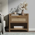 thumbnail image 3 of SICOTAS Nightstand Set of 2 with Charging Station, Farmhouse Beside Tables with Rattan Drawer, Power Outlet, Boho End Table for Bedroom,Natural Oak, 3 of 12