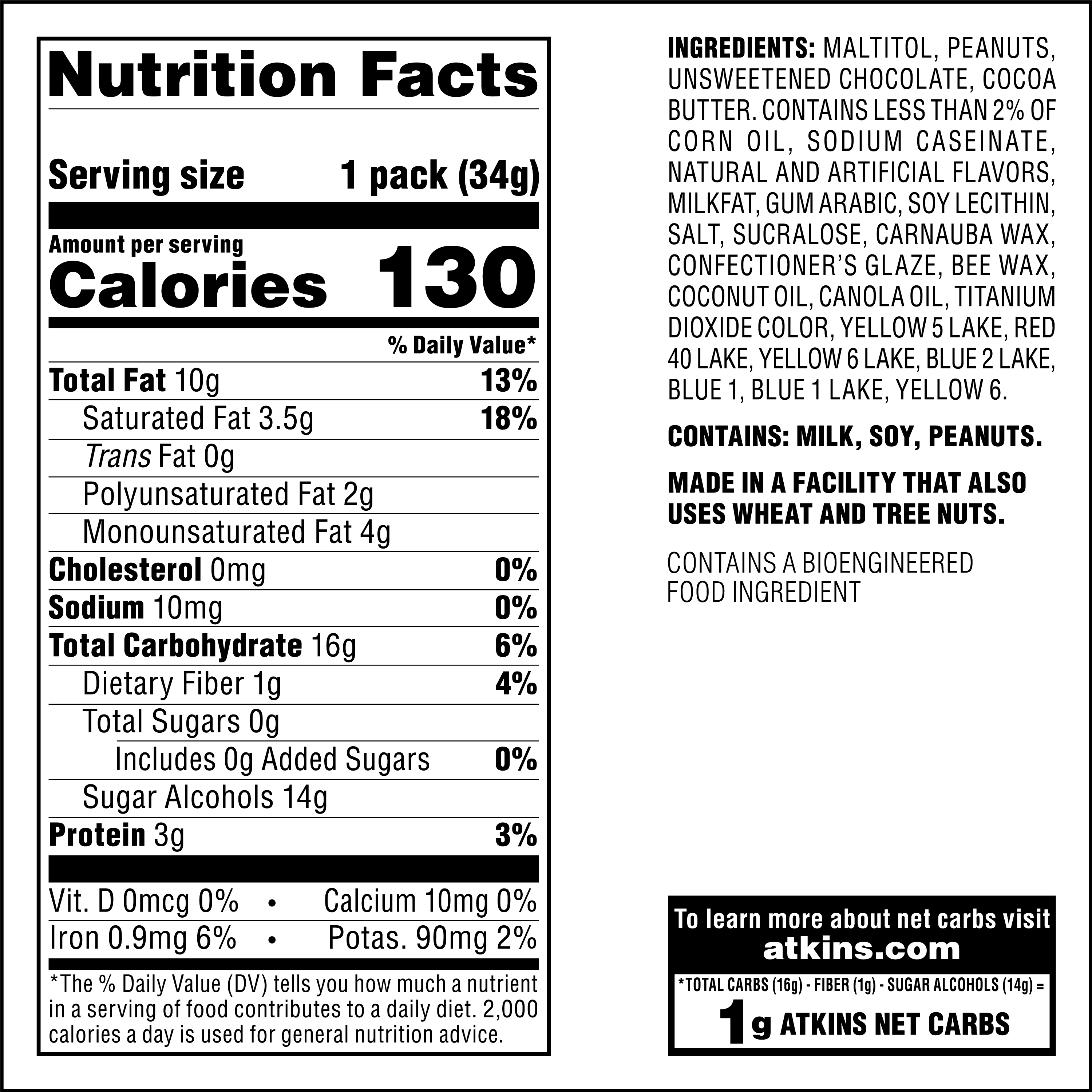Atkins Endulge Assorted Variety Pk, Peanut Candies & Milk Chocolate Caramel Squares, 20 Ct