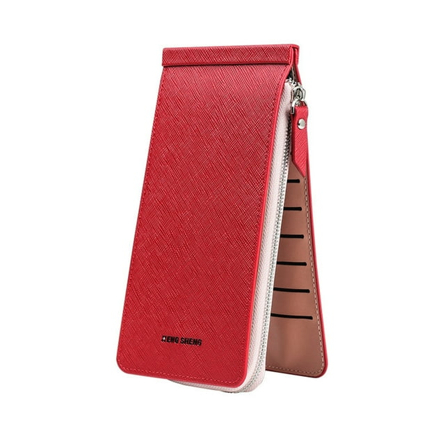 Agiferg Multifunctional Long Wallet, Women Zipper Pocket Leather Credit Card Holder Bifold Wallet With 26 Card Slots