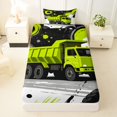 thumbnail image 3 of Manfei Recycling Truck Pattern Twin Sheets,Cartoon Car Print Bedding,Green,3pcs,1 Fitted Sheet and 1 Pillowcase, 3 of 6