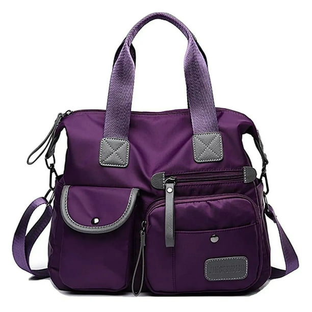 Bolsa Mujer Impermeable Viaje Nylon Tote Crossbody Bandolera Viajera MORADA Tote mochila, viajera, impermeable