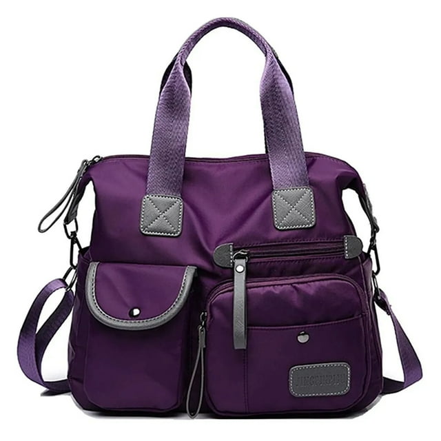Bolsa Mujer Impermeable Viaje Nylon Tote Crossbody Bandolera Viajera MORADA Tote mochila, viajera, impermeable