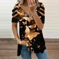 thumbnail image 2 of Elegante blusa estampada con cuello en V para mujer, camiseta suelta de manga corta con cremallera OAVQHLG3B Store  lin121212, 2 of 4