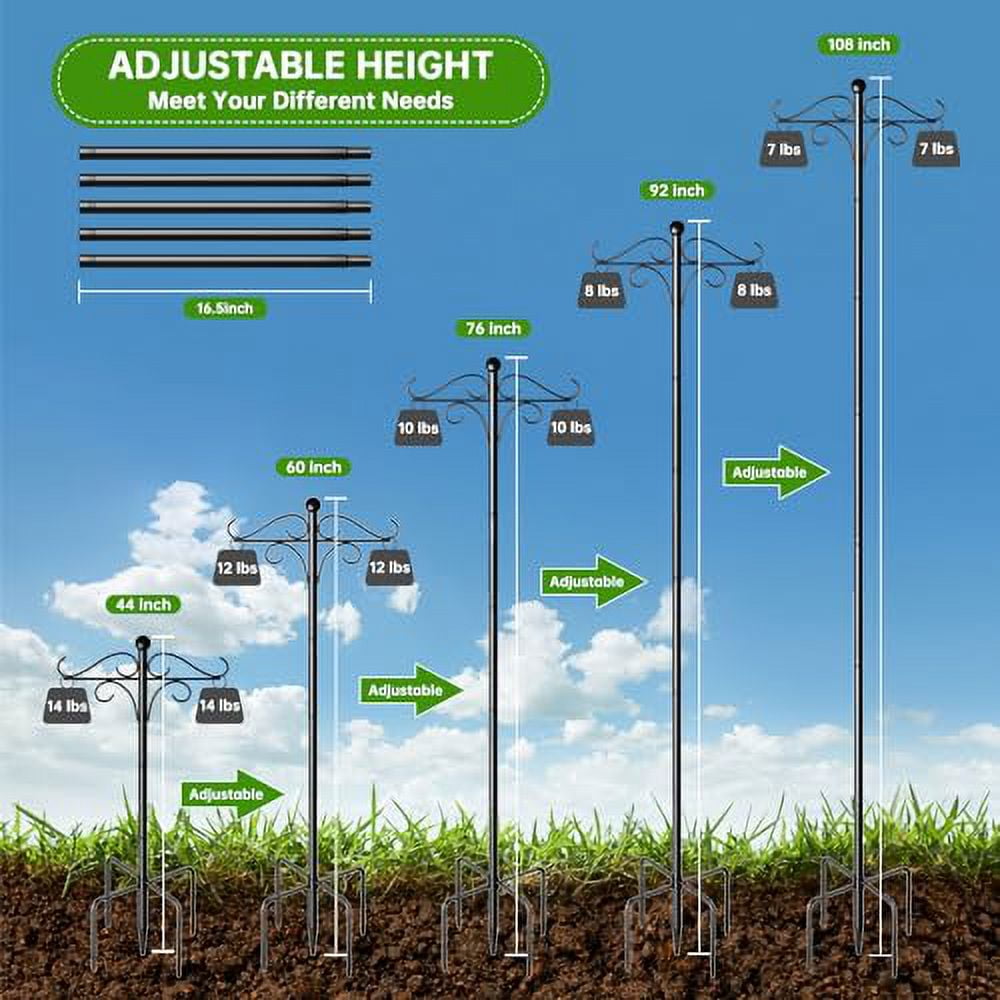 72 in Heavy Duty Steel Garden Shepherds Hook with Stable and Firm Design (2 Count)