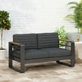 thumbnail image 2 of Noble House Negley Cushion Aluminum Outdoor Loveseat - Dark Gray/Black, 2 of 7
