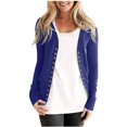 thumbnail image 1 of Veste en Tricot Uni pour Femmes Mode Décontractée Manches Longues Hauts Cardigan Ample à Boutons Chandail Rétro Élégant, 1 of 5