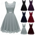 thumbnail image 3 of Formal Cocktail Dresses Bridesmaid Wedding Guest Short Prom Dress Ruffle Hem Christmas Sleeveless Lace Gowns, 3 of 10