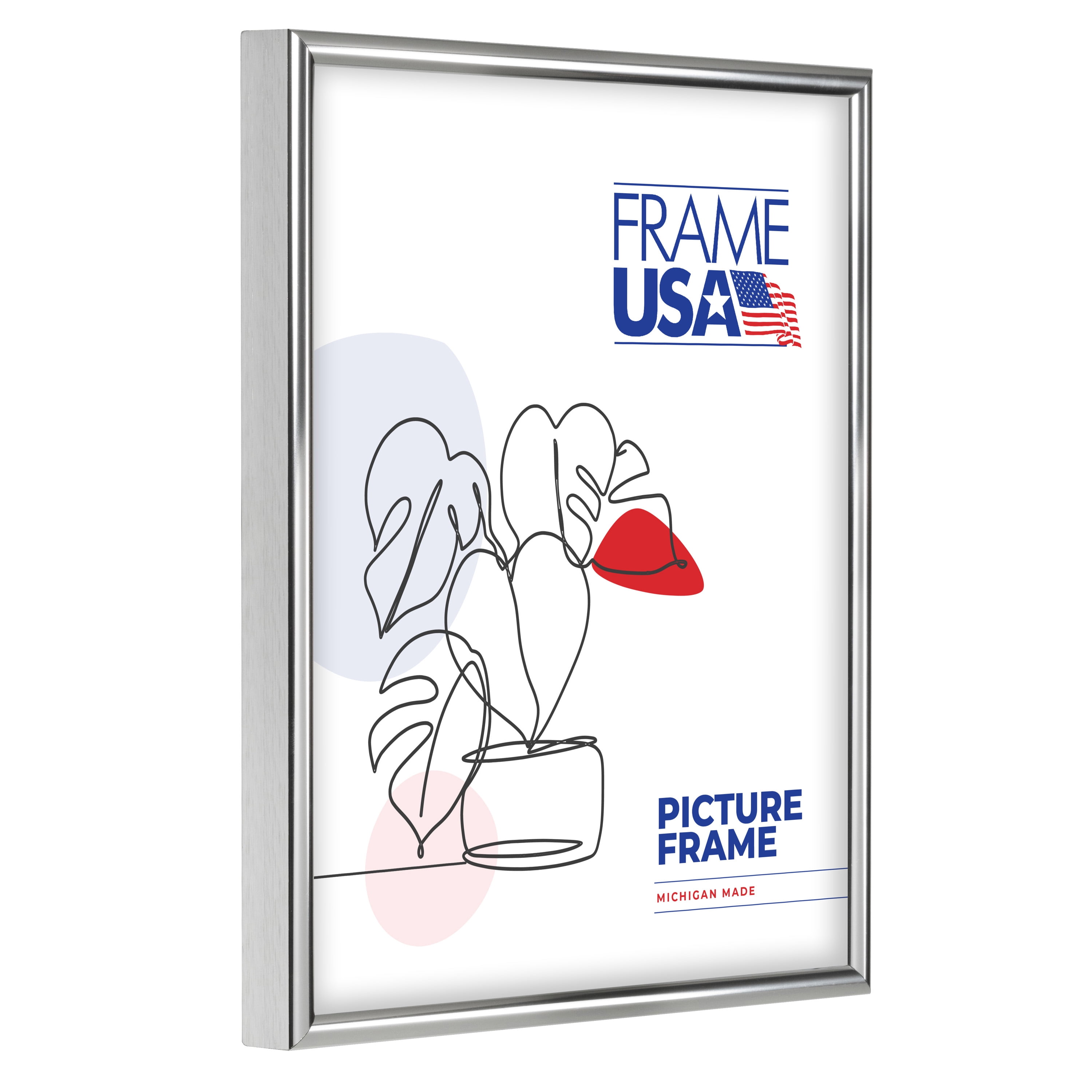 18x24 Picture Frame Silver Metal I, AF730-PI, 0.375 Inch Metal, Plexiglass, Wall Display