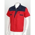 thumbnail image 2 of MSEMIS Men's Regular Fit Short Sleeve Industrial Work Shirt Performance Utility Uniform Shirt Red&Navy Blue XL, 2 of 5