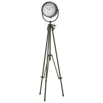 DecMode 57" Black Metal Antique Weathered Tripod Floor Clock