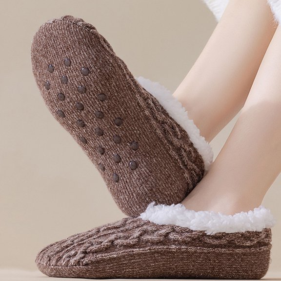 Lumtrix Women Slipper Socks Non Slip Fuzzy Ankle Socks Fall Winter Cozy Fluffy Socks for Sleep Indoor Home Coffee One Size