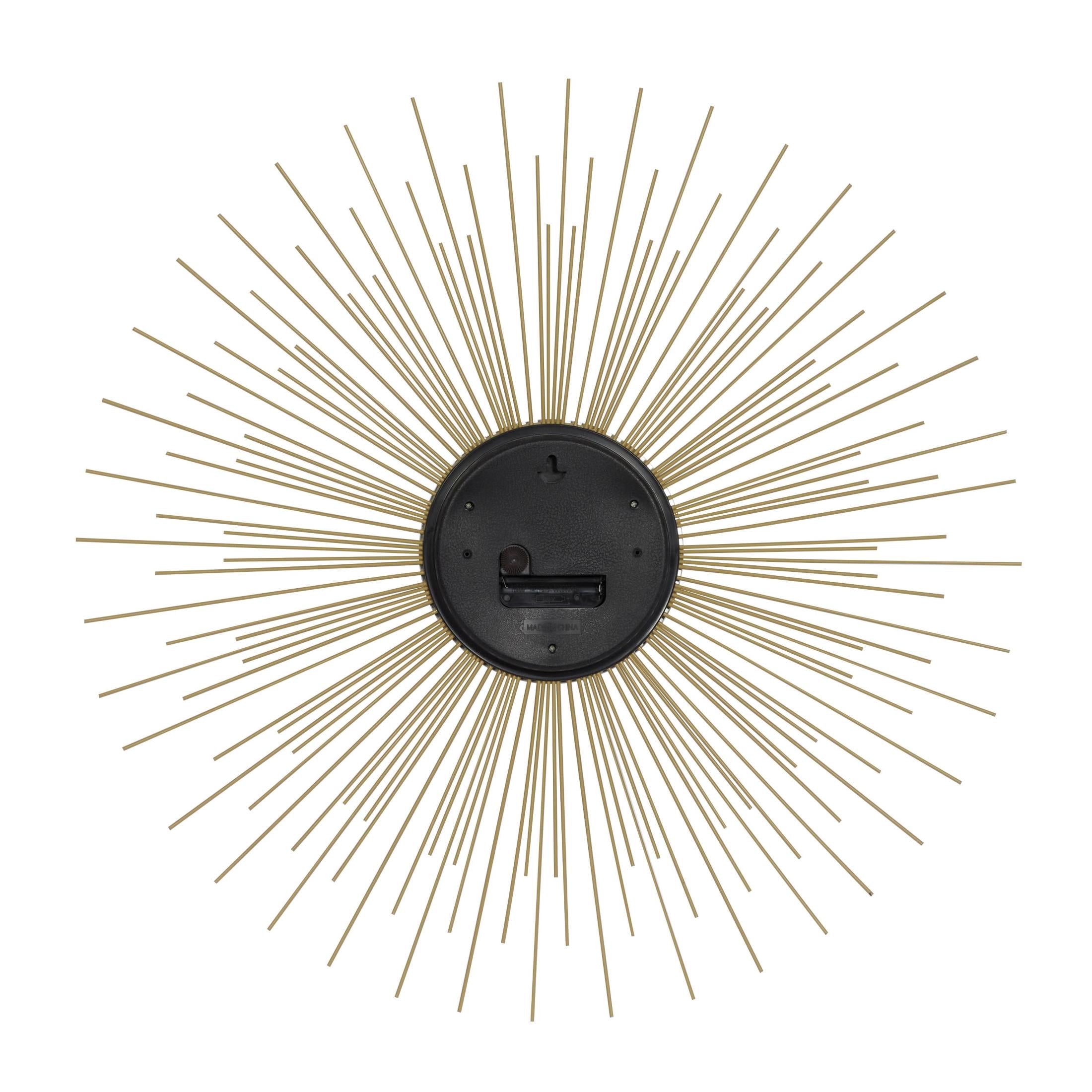 DecMode 19" Gold Metal Starburst Wall Clock with Black Accents