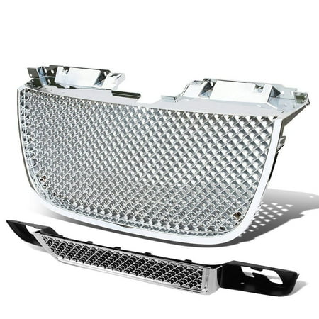 Front Lower Grille For 2007 to 2009 GMC Yukon / 1500 / 2500 ABS Plastic Diamond Mesh Style Front Upper & Lower Bumper Grille (Chrome) ()