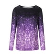 thumbnail image 4 of Odeerbi Shirts for Women Round Neck Printing Recreational Long Sleeve Tops Purple, 4 of 9