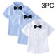 thumbnail image 2 of Odeerbi 2-15 Años Chicos Niñas Manga Corta Camisas de Vestido 3 Paquete de Algodón Uniforme Escolar Camisas Con Arco / Corbata, 2 of 8