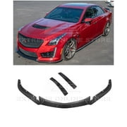 Replacement For 2016-2019 Cadillac CTS-V Models | Factory Carbon Package Style CARBON FIBER Front Bumper Lower Lip Splitter & Side Winglets Wheel Arch Pair