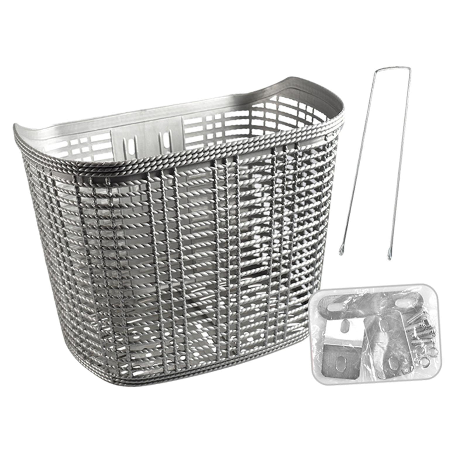 harayaa Bicycle Basket Storage Basket Lightweight Large Capacity Front Frame Bike Basket Gray and Long strut