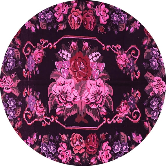 Ahgly Company Indoor Round Medallion Pink French Area Rugs, 7' Round