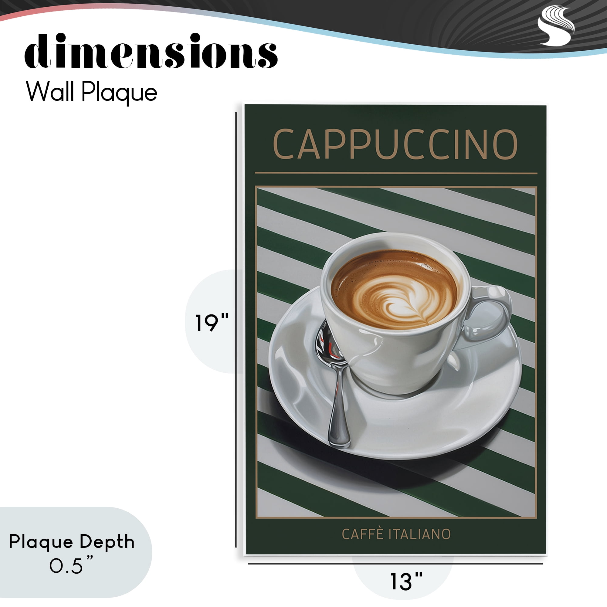 Stupell Industries Cappuccino Coffee over Stripes Wall Plaque Art, design by Andreas Magnusson