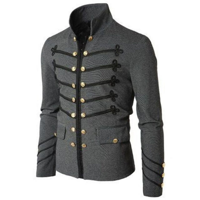 Ropa gótica Steampunk para hombre, chaquetas militares, chaqueta Medieval Vintage, cuello levantado, abrigo de Rock, abrigo Retro Punk