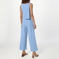 thumbnail image 2 of Conjunto de dos piezas de lino liso para mujer: chaleco sin mangas y pantalones de cintura alta y pierna ancha, bolsillos laterales, ropa informal de verano - Tallas S-XXXXL, 2 of 6