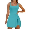 thumbnail image 4 of Deals of The Day Clearance Miqool Women's Tennis Dress with Built in Shorts and Bra, Workout Exercise Active Dresses Side Slit Golf Athletic Mini Dresses with Pockets, 4 of 9
