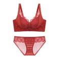 thumbnail image 3 of Women’s Small Bra Set Lace Push Up Bralette with Matching Thong Panties Comfort Fit Underwire Support, 34, Red, 3 of 3