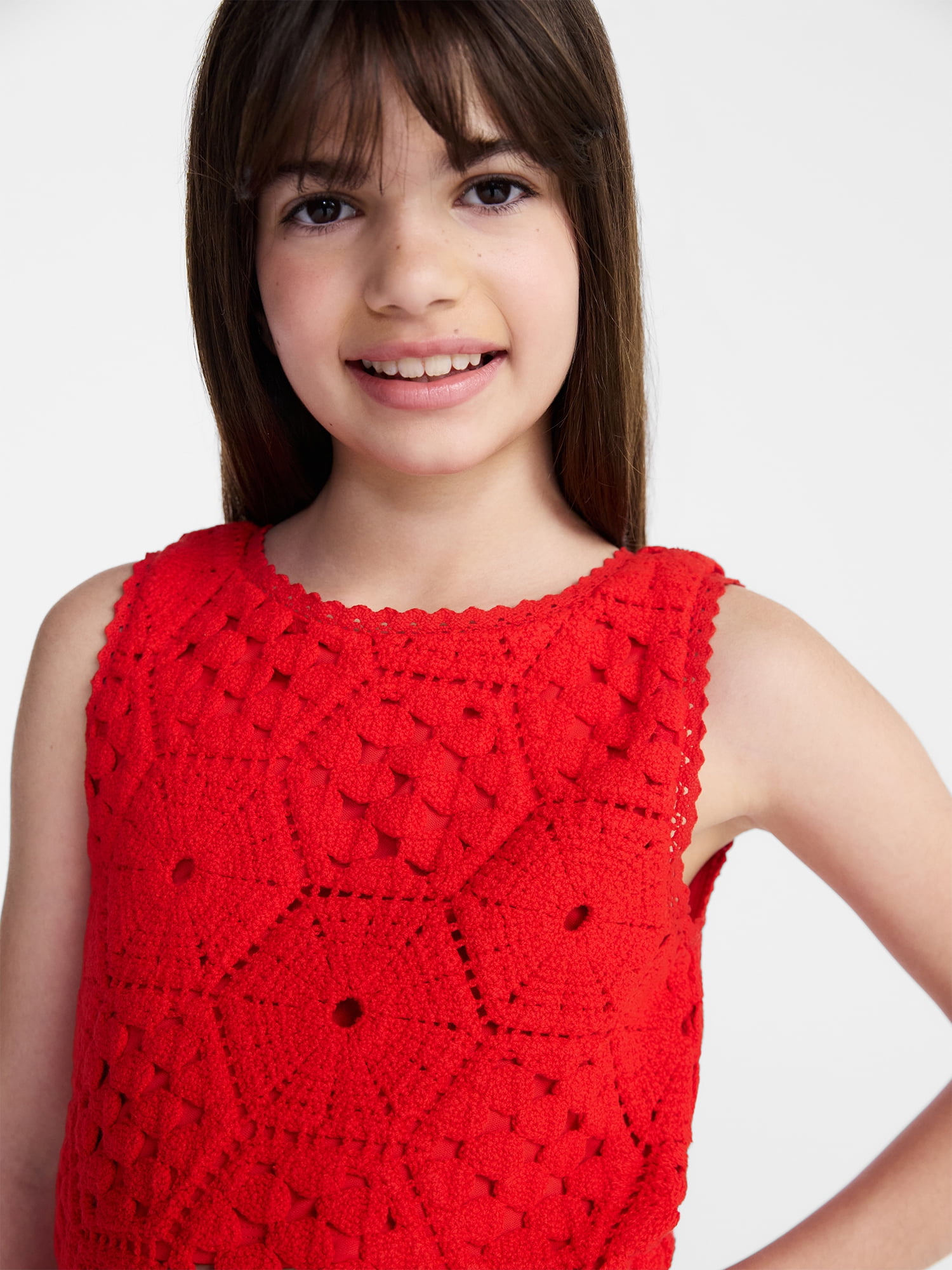 Weekend Academy Girls Crochet Sweater Tank, Sizes 4-18