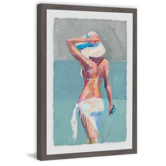 MARMONT HILL 'Beach Fashionista' Framed Painting Print - Multi-Color 24 x 36