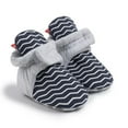 thumbnail image 2 of Fleece Baby Booties, Three Snap Baby Slippers, Unisex Baby Gifts, Non-Slip Newborn Booties for Boys and Girls, Infant Baby Shower Shoes Months Gray 12-18 Months, 2 of 4