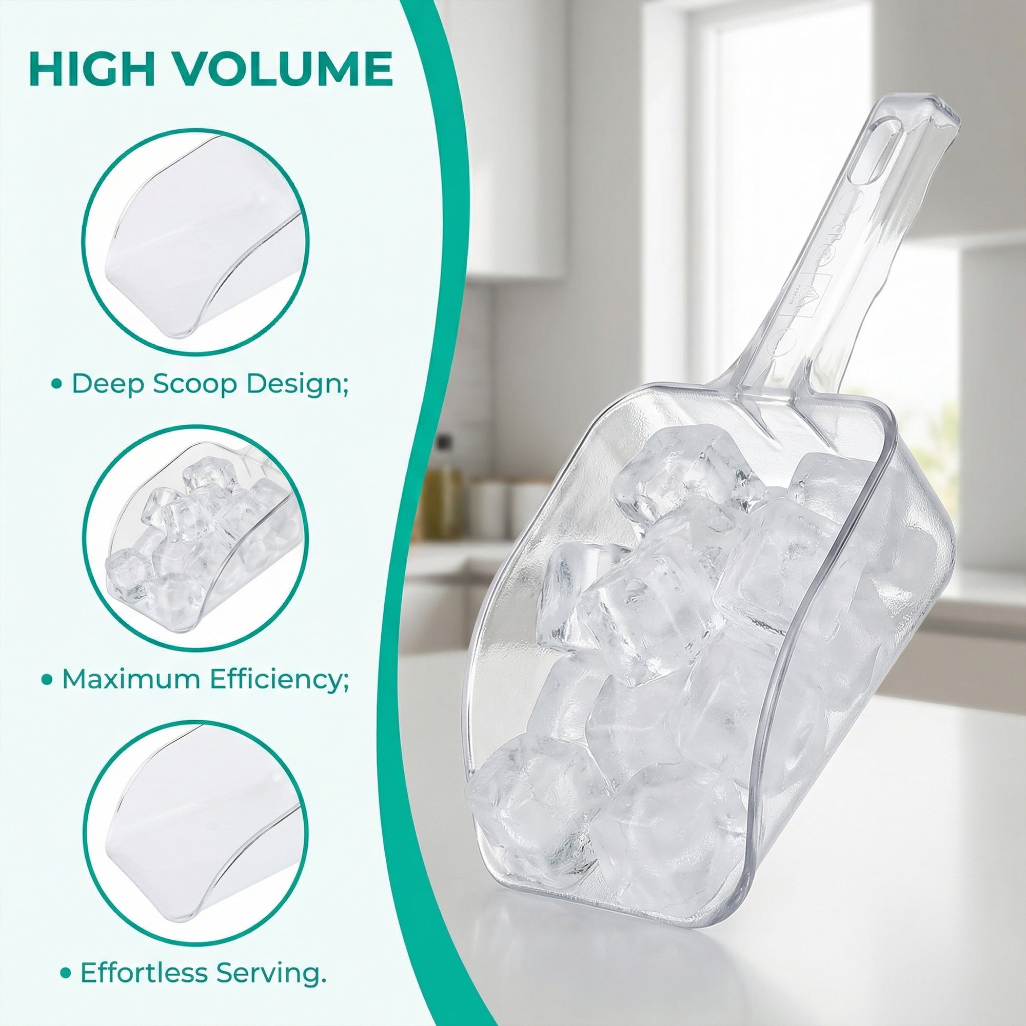 Unique Bargains Easy Clean Plastic Kitchen Use Ice Scoop Clear-1PCS 9.1*4.1inch