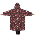thumbnail image 2 of Oversized Wearable Blanket Hoodie,Red Hedgehog and Mushroom Sherpa Blanket Hoodie with Super Pockets,Super Warm Fuzzy Pullover for Women & Men, 2 of 6