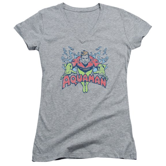 DC Comics Splish SplashJunior Women's V-Neck T-Shirt Athletic Heather